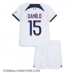Paris Saint-Germain Danilo Pereira #15 Replik Auswärtstrikot Kinder 2023-24 Kurzarm (+ Kurze Hosen)